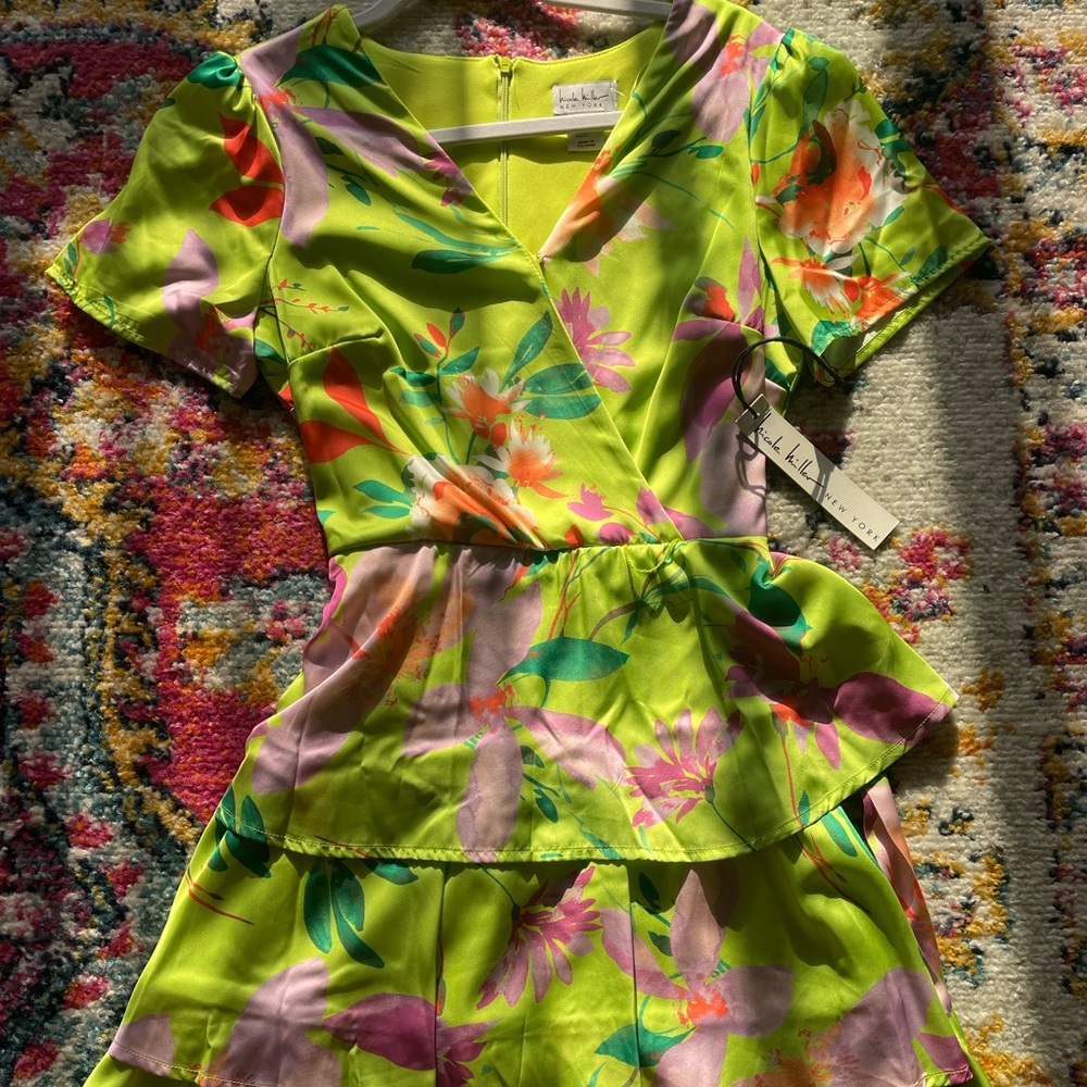 Lush Green Floral Wrap Dress
